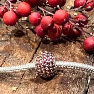 Authentic Pandora - Red Pave Lights Charm Bead Ball Red Zirconia Ball Christmas